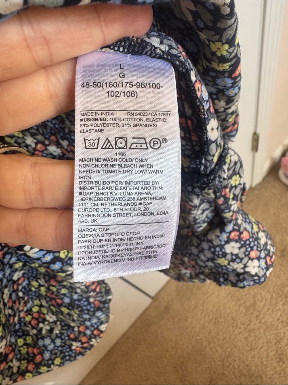 GAP Navy Floral Smocked Midi Dress - Picture 4 of 4